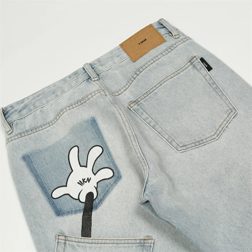 Y2k Printed Man Woman Blue Jeans Trousers for Men Trends Clothes Pants Men's Youth Trendyol Streetwear Baggy Casual Straight