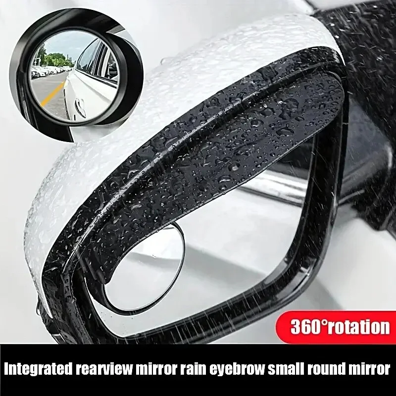 2 Pcs Car Blind Spot Mirrors Carbon Fiber Pattern Adjustable Wide Angle Rearview Rain Eyebrow Cover Interior Accessories
