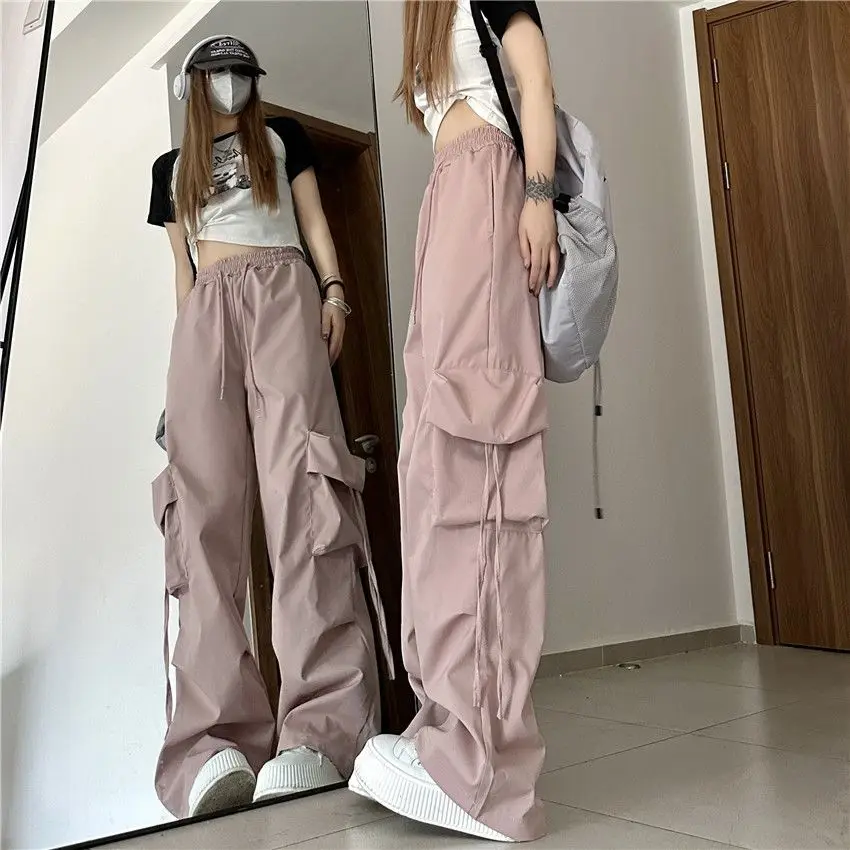 American Retro Spring Style Quick Drying Workwear Pants for Men and Women's Casual Sports Straight Leg Wide Leg Loose Pants