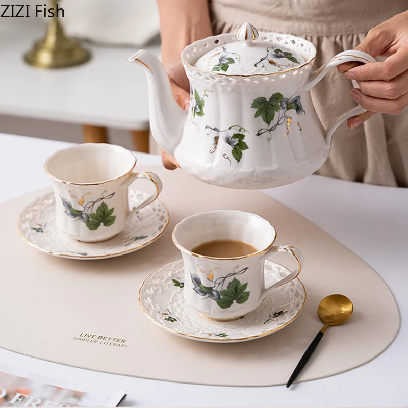 Flowers & Beauties Ceramic Cup & Saucer Teapot Set 3