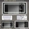 LED Bathroom Mirror 40"x 24" with Front and Backlit, Stepless Dimmable Wall Mirrors with Anti-Fog, Shatter-Proof, Memory 5