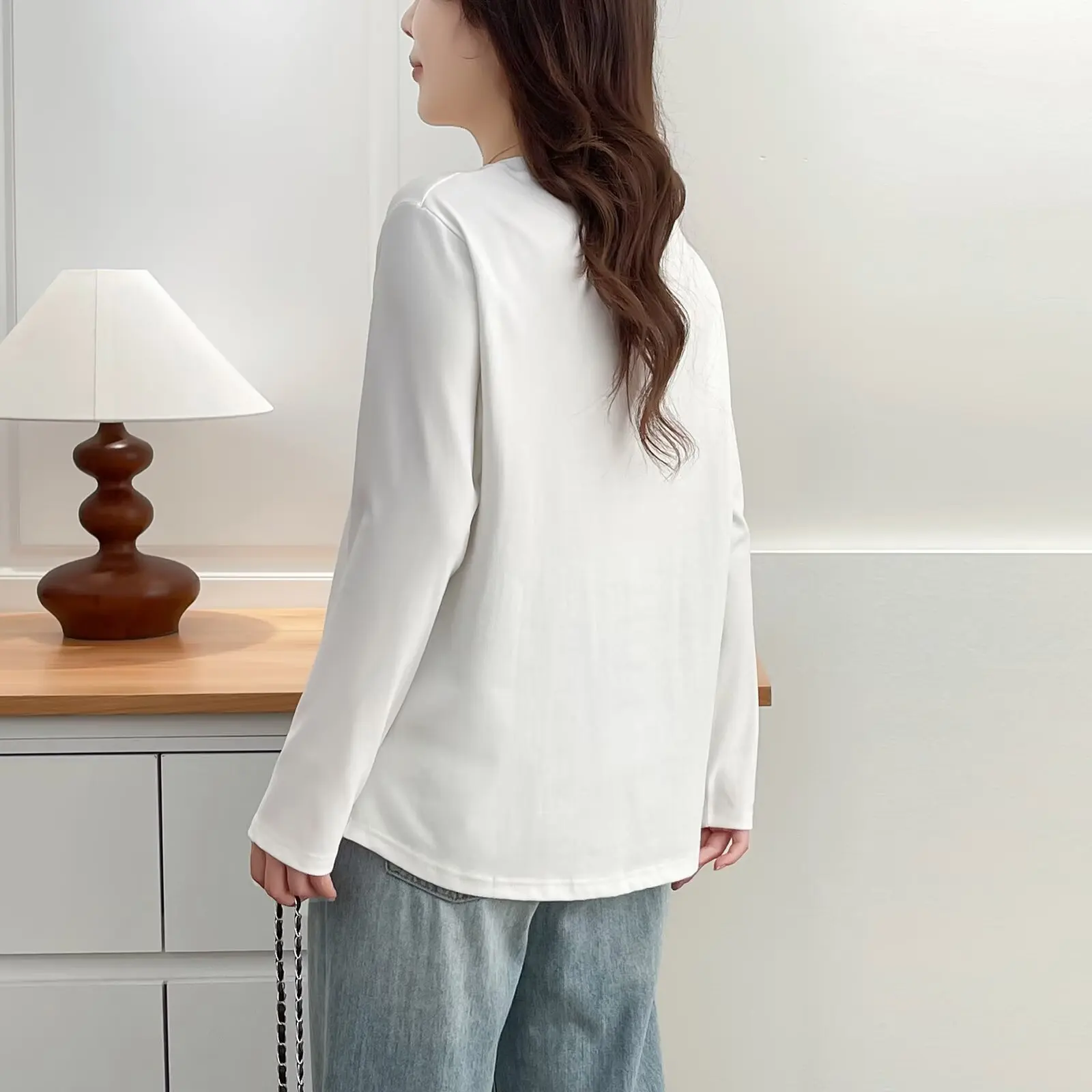 XXXXL Fashion Plus Size Women's T-Shirt Autumn New Simple Basic Cherry Printed Long Sleeved Tops 8226