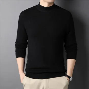 2024 maglione di cachemire da uomo nuovo di zecca mezzo dolcevita maglioni da uomo pullover lavorati a maglia per maglione da uomo Slim maglieria da uomo 1