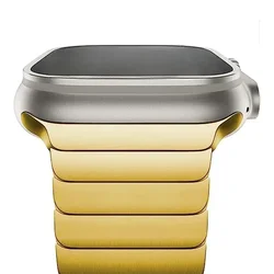 Sleek Titanium Color Stainless Steel Watch Band Bracelet - Ultra 49mm (Gold)