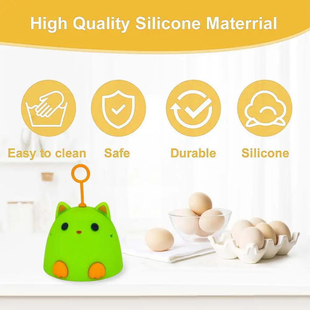 Egg Washer Brush Cartoon Cat Shape Hanging Ring Silicone Brush High Elasticity Small Egg Compact Cleaning Tool