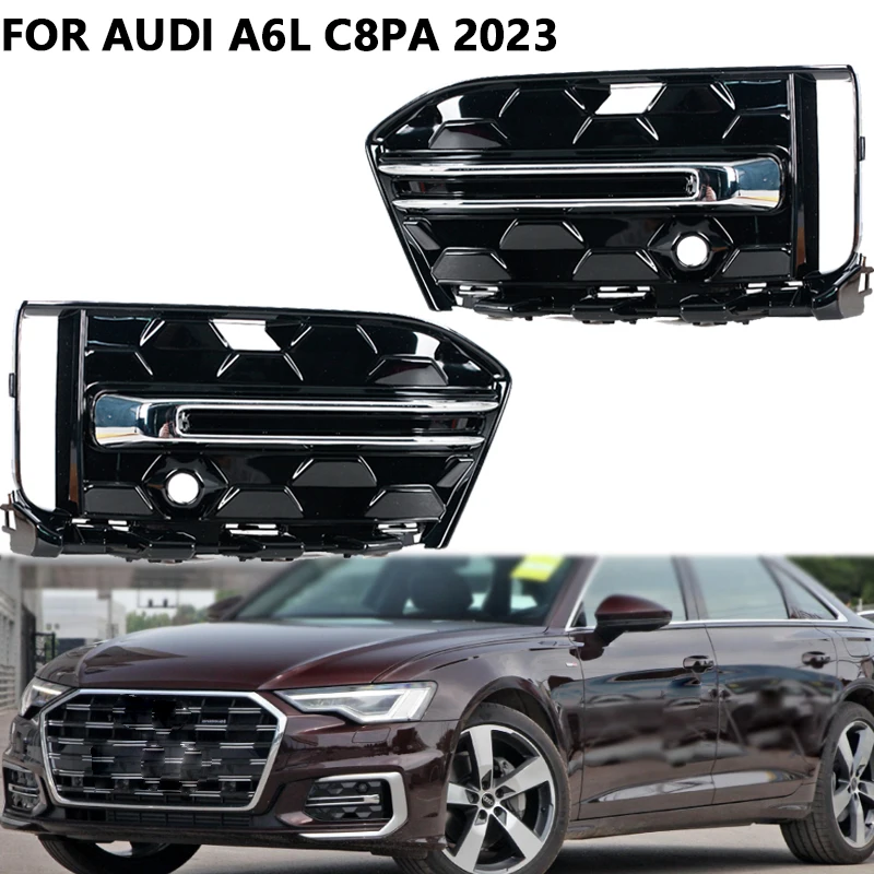 For Audi A6L C8PA 2023 Front Bumper Grille Car Fog lamp Grille Cover 4KD807647E 4KD807648E
