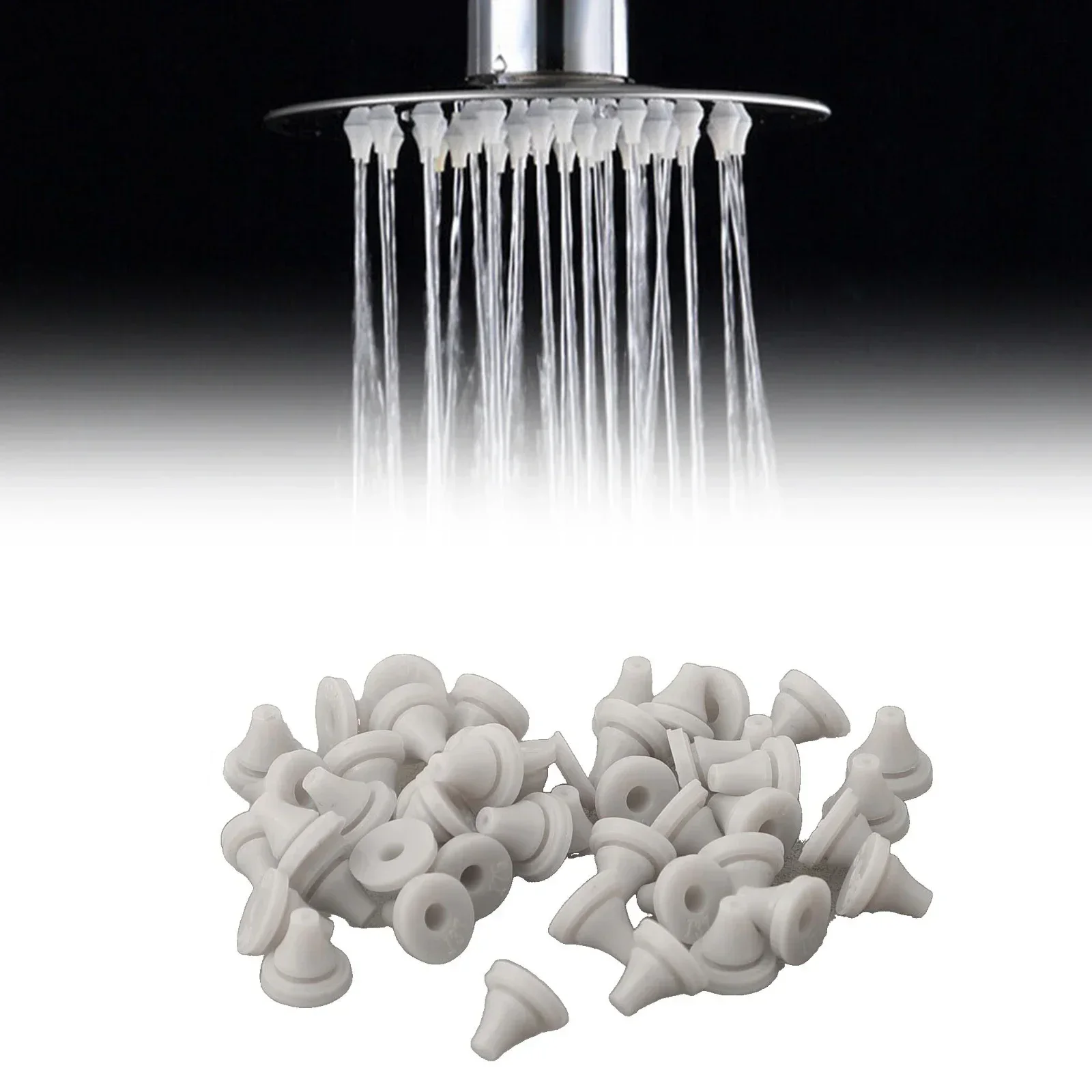 50pcs Shower Head Silicone Nozzle Nipple Replacement Water Sprinkler Top Spray Accessories Parts Fits 8mm Hole