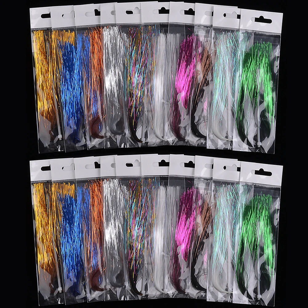 20Packs Crystal Flash Fly Tying Material 10 Colors Holographic Fly Fishing  Line for Hook Lure Flies Making Material Accessories