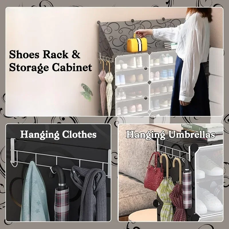 Shoe Rack Shoe Organizer Shoe Cabinet 8 Tier Storage Cabinet with Doors