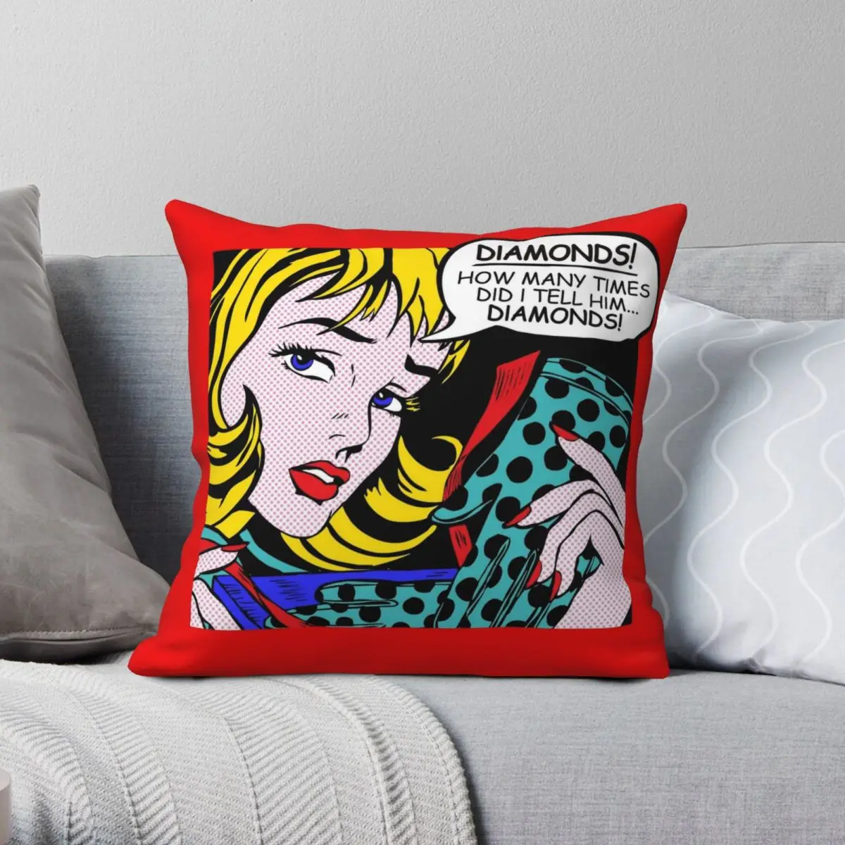 

Girl With Gloves Roy Lichtenstein Square Pillowcase Polyester Linen Velvet Creative Zip Throw Pillow Case Home Cushion Cover