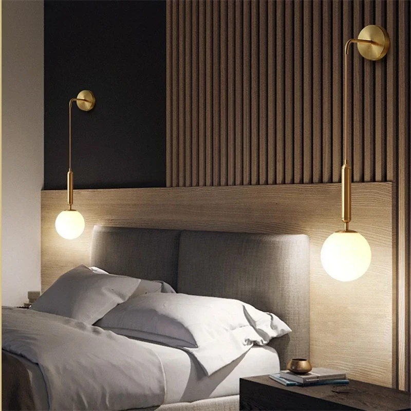 Modern Simple Glass Wall Lamp Nordic Creative LED Luxury Wall Lamps for Living Room Bedroom Bedside Wall Light Fixtures Lighting 4