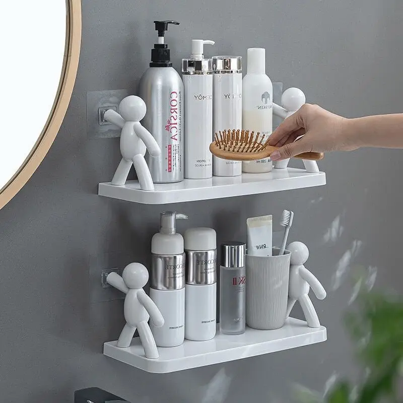 

Wall Mounted Miniature Shelf Bathroom Perforation-free Wall Shelf Kitchen Tools Vinegar Bottle Seasoning Bottle Storage Rack