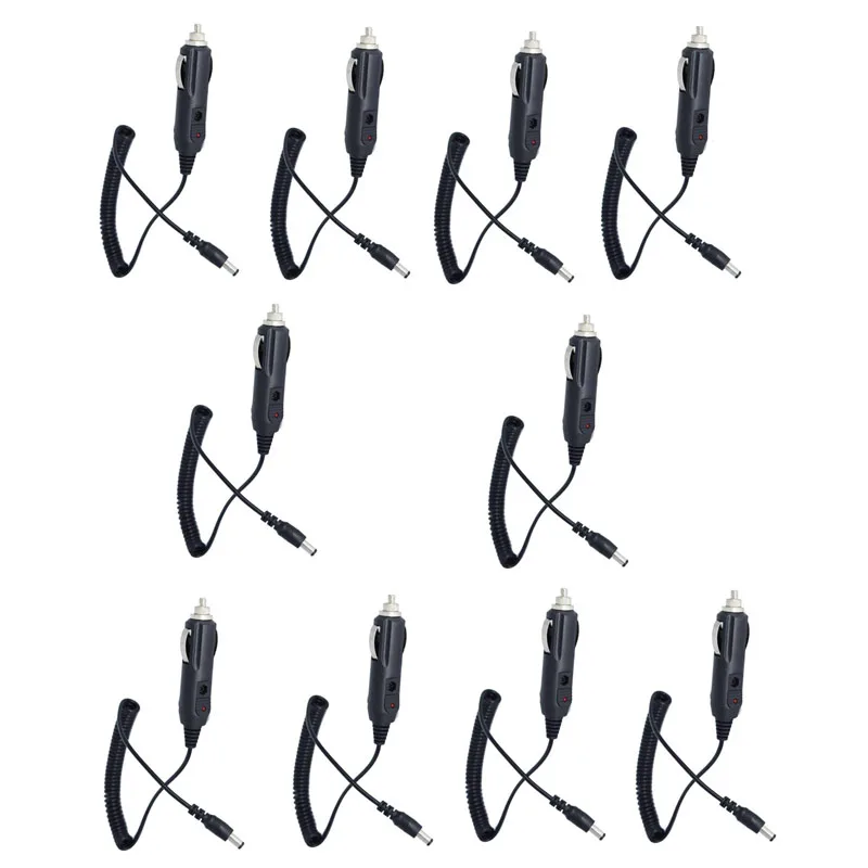 10PCS DC 12V Car Charger Charging Cable Spring Cord Line for Baofeng UV-5R 5RA 5RE PLUS UV5A+ Two Way Radios Walkie Talkie