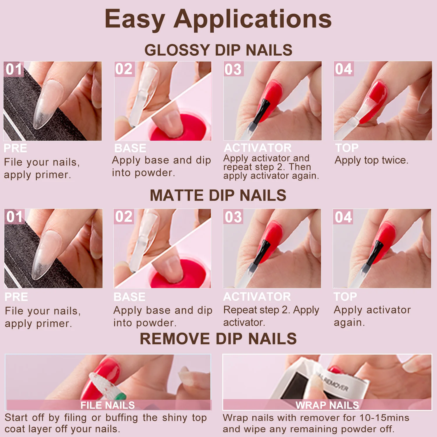 48 Colors Nude Pink Brown Glitter Dipping Powder with Dip Liquid Set & Essential Manicure Tools for Valentines Nails Women Gifts 6