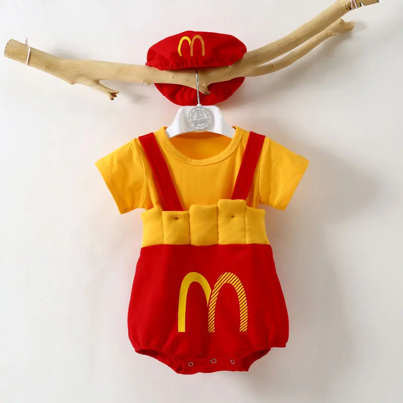 Baby Onesie Infant Clothes Girls Boys One Piece Cartoon M with Hat Long Sleeve  White T shirt Cute   Cosplay Kids Clothes 2