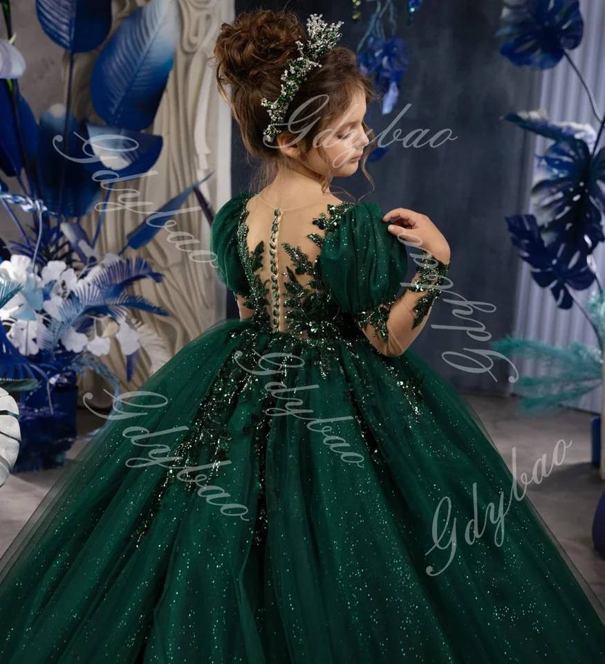 green emerald velvet dress Victoria Girls Dress