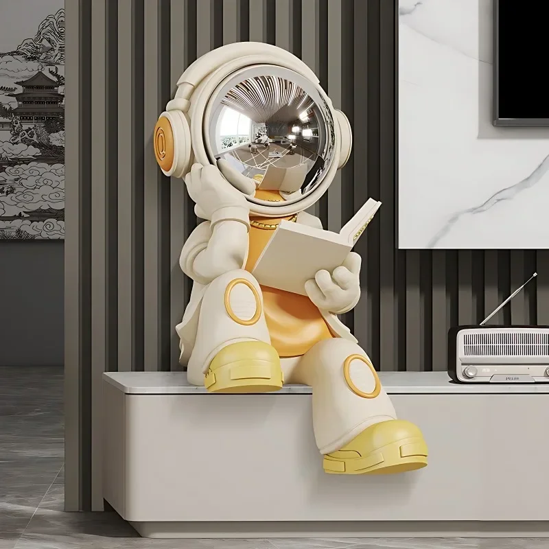 Creative Reading Astronaut Activity Figure Resin Sculpture Desktop Decoration Accessories,sound System,home Decorationpiggy Bank 3