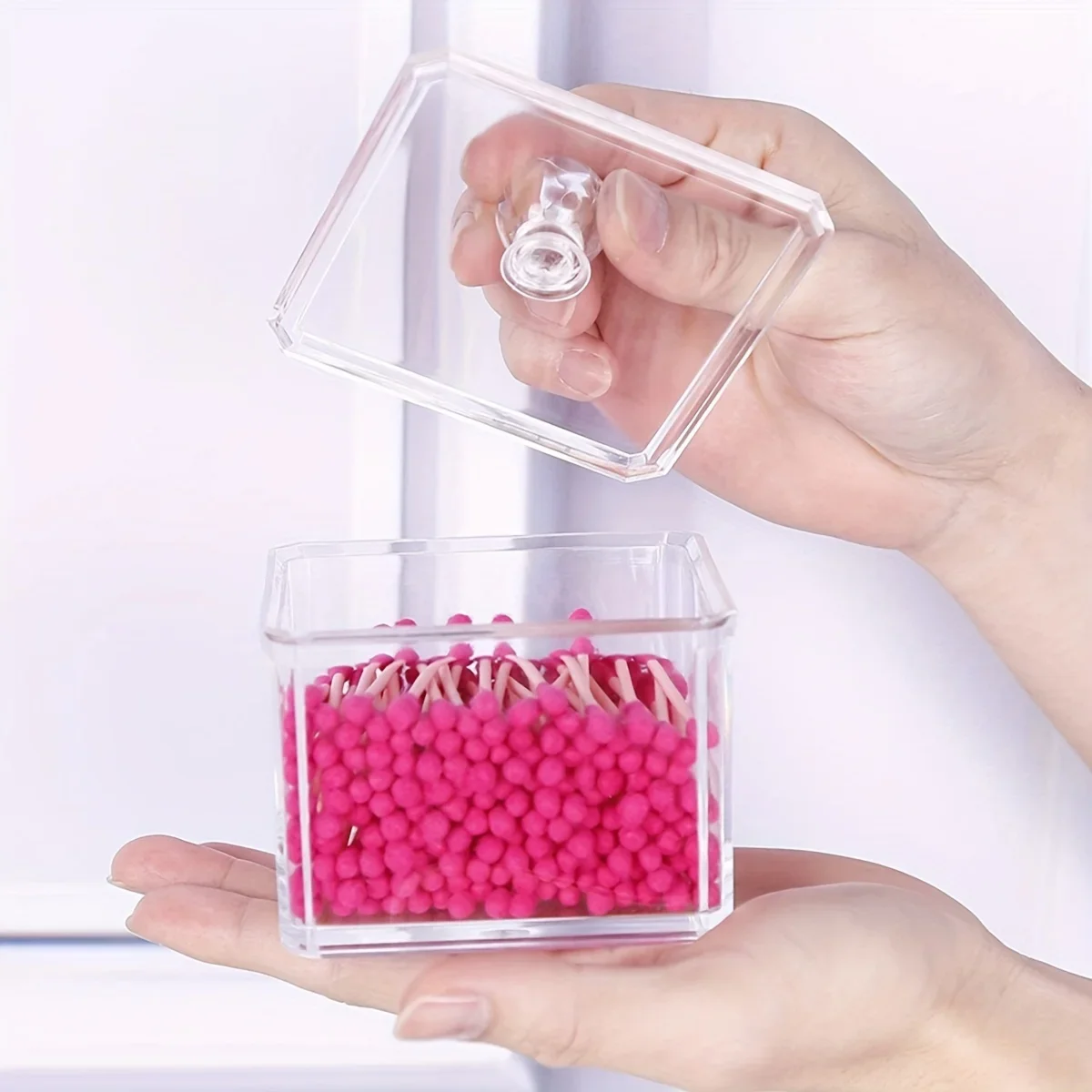 1/2/3 Transparent Cotton Swab Storage Box Makeup Organizer