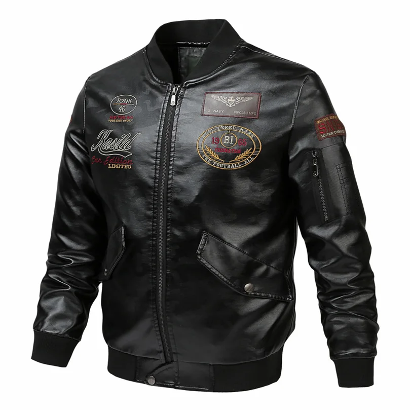 

Spring Autumn Camo PU Leather Jacket Men's Outdoor Embroidered Motorcycle Suit Leather Coat Flight Overalls 2023