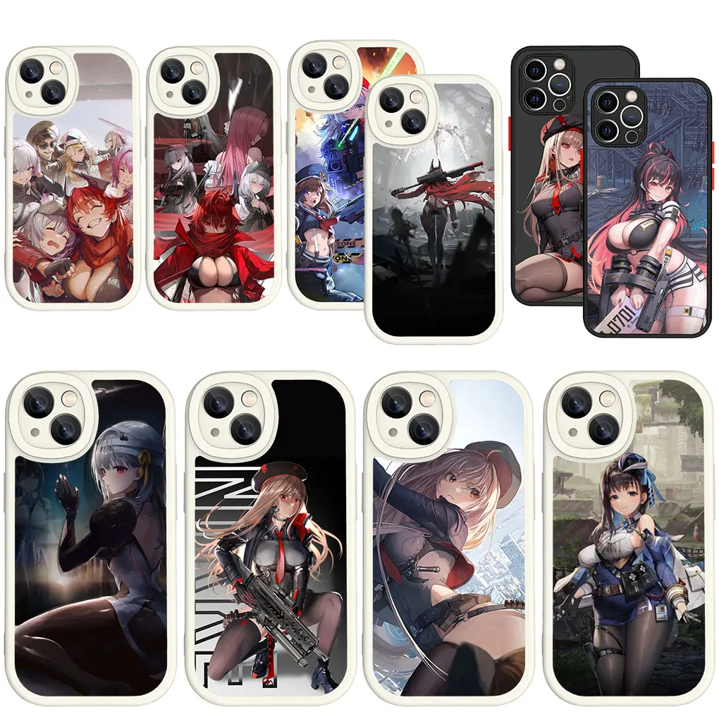 Anime Girl N-Nikkes Game Rapi White Black Soft Phone Cover Per Apple Iphone 15 14 Plus 13 12 11 Pro Max + 14 + 15 + Silicone Casec