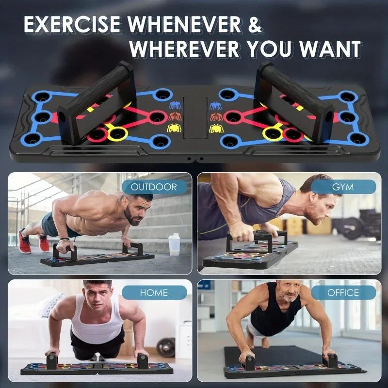 Portable Multifunctional Push-up Board Set With Handles Foldable Fitness Equipment For Chest Abdomen Arms And Back Training folding push up board push up board