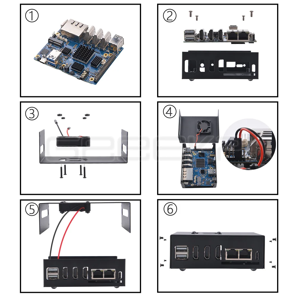 Geeekpi Orange pi Plus Case com Dissipadores de Calor Caixa Metálica com Ventilador - Imagem 3