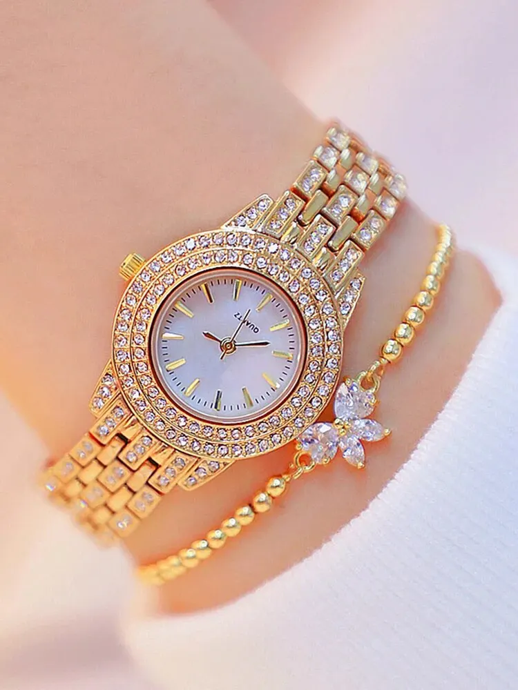 2pcs Fashionable Diamond Studded Real Nail Scale Alloy Set Quartz women watches FOR WOMEN'S