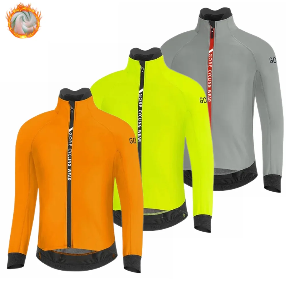 

GORE Cycling Wear Men's Winter Thermal Fleece Cycling Jacket Bicycle Clothing MTB Long Sleeve Tops Road Bike Jersey Wool Shirts