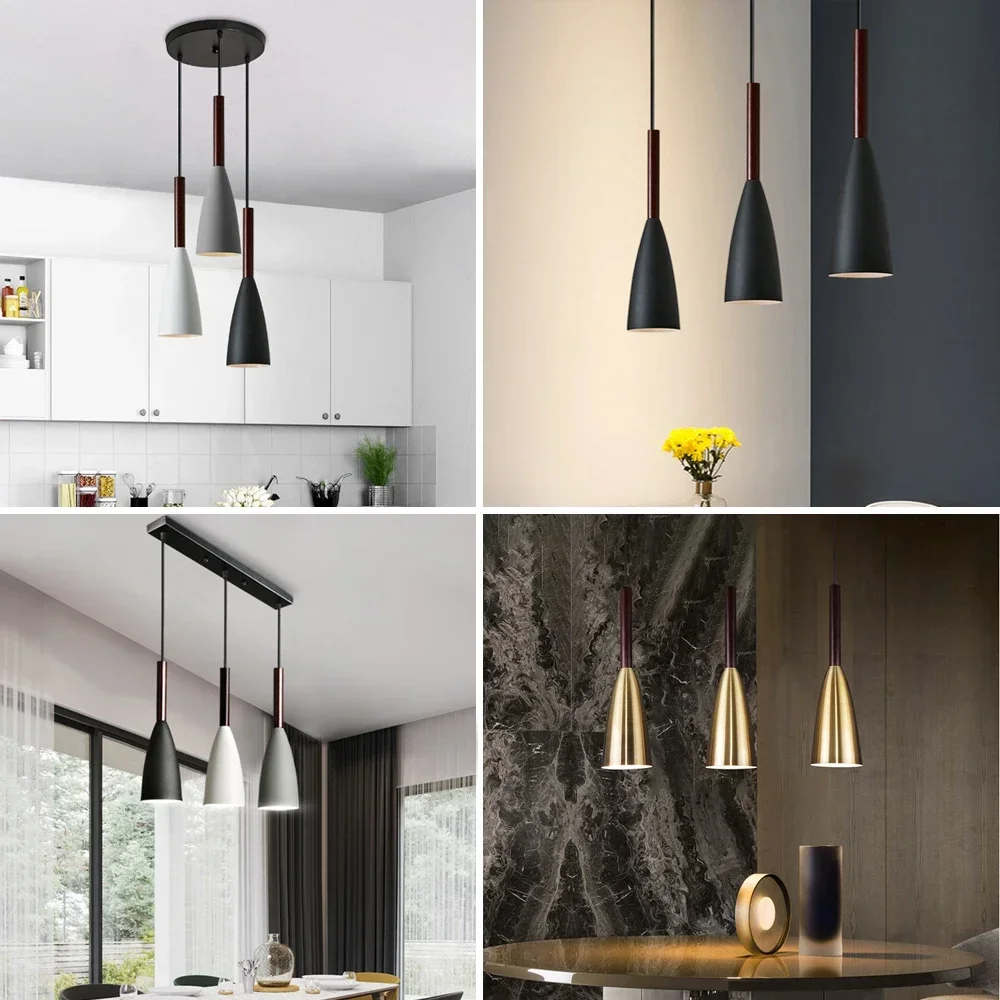 

Modern Nordic Pendant Lights Simple Lamps Multicolor Minimalist Hanging Lamps 3 Heads E27 Edison Bulb for Kitchen Dining Bedroom