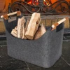 45 X 32 X 40 Cm 57 L Firewood Box Felt Basket with Wooden Handles Large Capacity Foldable Wood Basket for Fireplace & Wood Stove 1