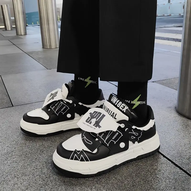 

New American Style Vintage Street Sneaker Shoes for Men Graffiti Double Tongue Skateboard Shoes Fashion Designer Sports Shoes