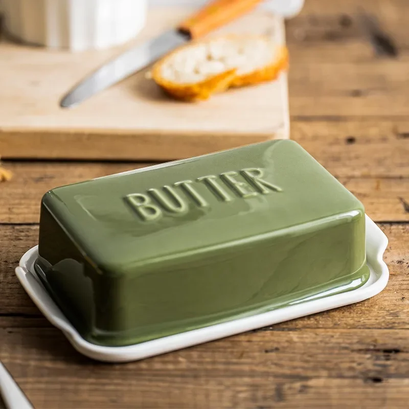 Ceramic butter dish with lid kitchen countertop cheese dish ceramic butter container storage tableware dishwasher available