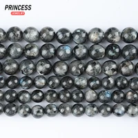 A+ Natural Madagascar Black Labradorite Larvikite Stone Loose Beads for Jewelry Making Charms Bracelet Necklace DIY Accessories 1