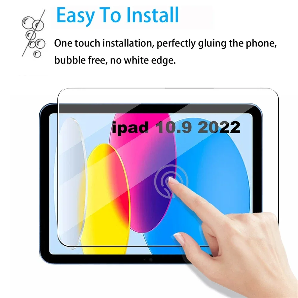 For iPad 10th Gen 10.9 Inch 2022 Tempered Glass Screen Protector A2696 A2757 A2777 Tablet Anti Scratch Clear Protective Film 4