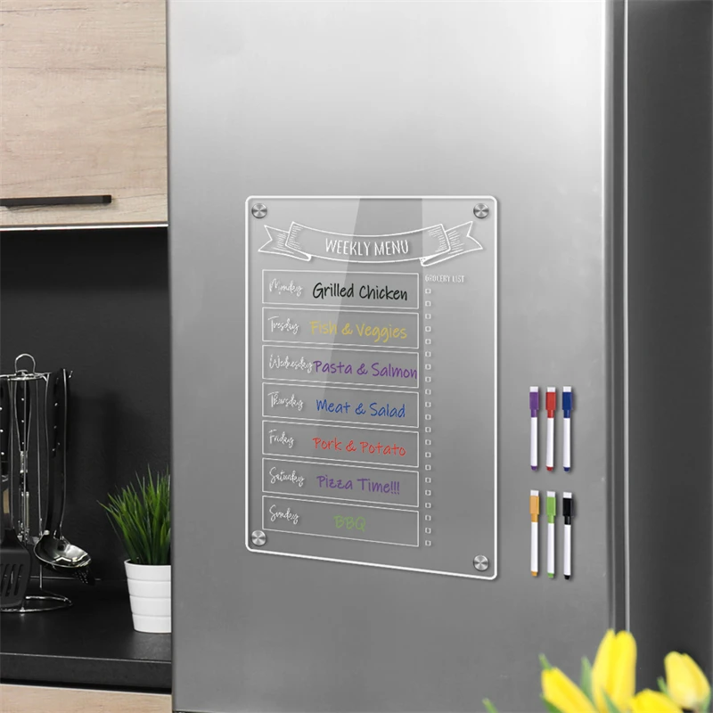 Lavagna Magnetica Trasparente Per Frigo - Calendario Settimanale E Lista Della Spesa - Foto 10