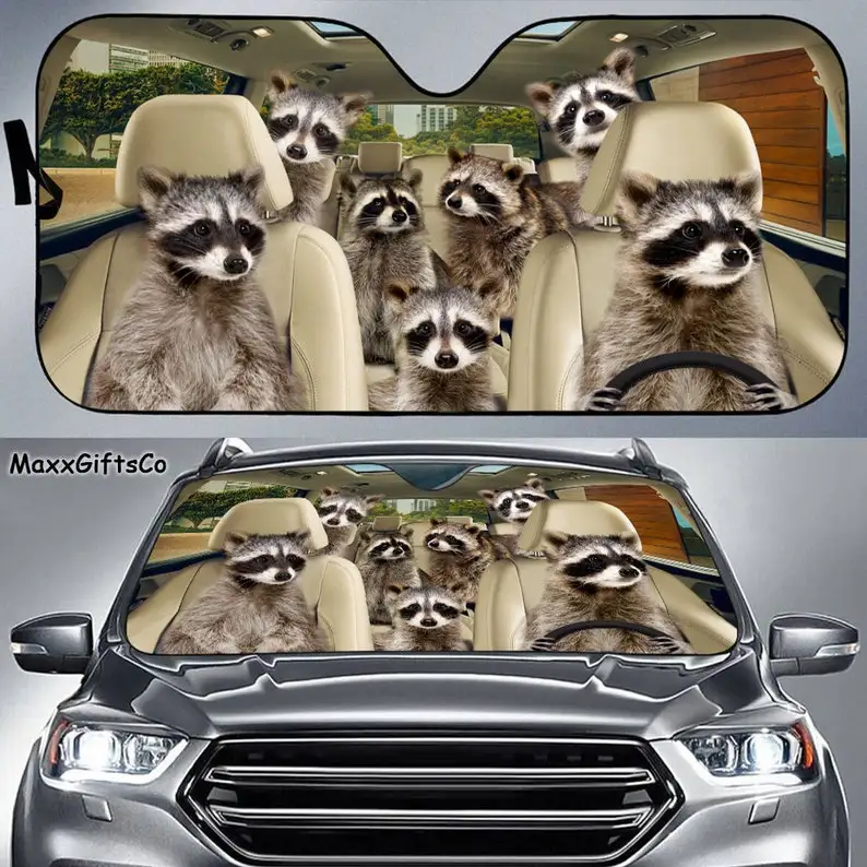 

Peeking Raccoon( raccoon) Car Sun Shade, Dogs Windshield, Dogs Family Sunshade, Dogs Car Accessories, Dogs Lovers Gift, Car Deco