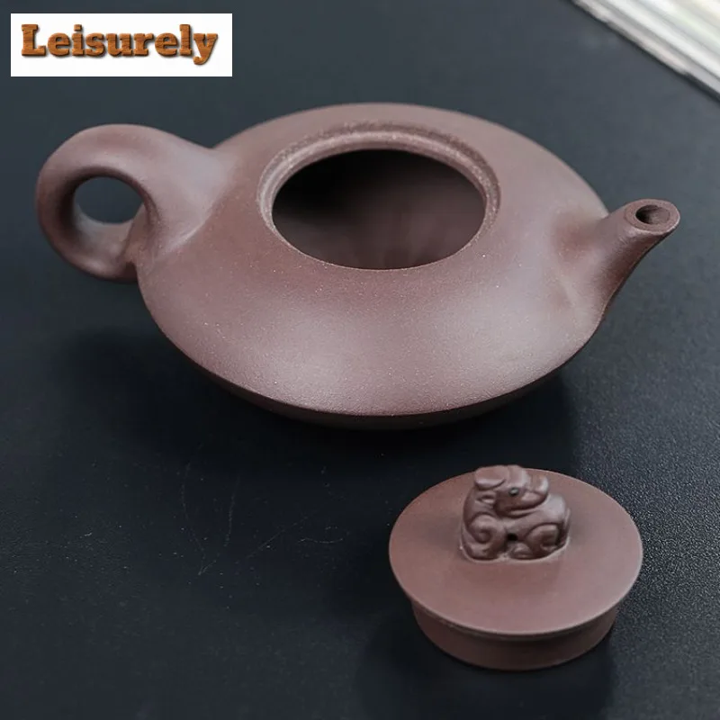 180ml Antique Yixing Purple Clay Teapots Handmade Auspicious Beast Pot Raw Ore Purple Mud Kettle With Strainer Zisha Teaset Gift
