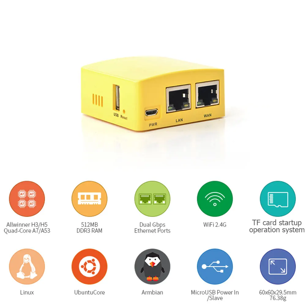 NanoPi R1S Allwinner H3 512MB RAM    ⰡƮ ̴ Ʈ OpenWRT linux pi