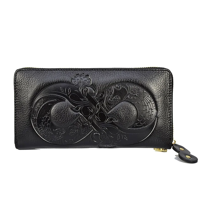 2025 New Genuine Leather Wallet Bag Long Real Cow Leather Purse Women First Layer Cowhide Card Holder Clutch for Cell Phone 3