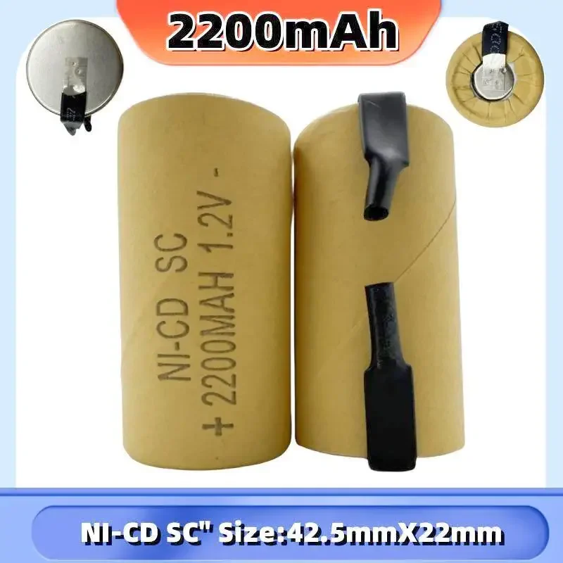 

1-20pcs Screwdriver Electric Drill SC Batteries 1.2V 2200mah Sub C Ni-Cd Rechargeable Battey With Tab Power Tool NiCd SUBC Cells