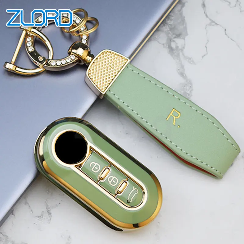 3 Pulsanti Per Fiat 500 Tpu Gold Edge Car Flip Folding Key Case Cover Remote Key Shell Holder Protecor Portachiavi Accessori