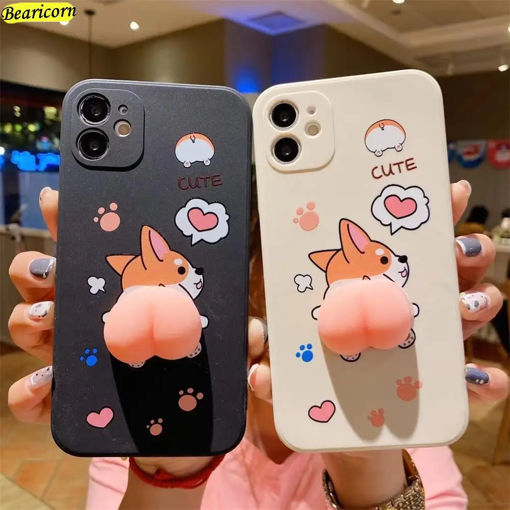 3D Cute Ass Glutei Pop Fidget Toys Custodia Per Telefono Per Iphone 11 12 13 14 15 Pro X Xs Max Xr 8 7 Plus 6 6S Se Push Corgi Butt Cover
