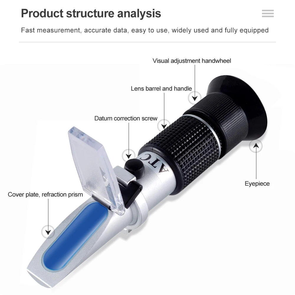 3 in 1 Honey Refractometer Brix 58-90% Hand Held ATC