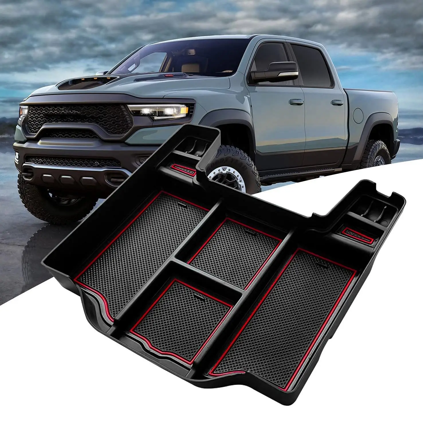 A61M-센터 콘솔 정리함 (2021 2020 2019년형 Dodge RAM 1500 2500 3500용) 팔걸이 수납함 삽입 트레이 액세서리