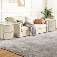 Круглая прикроватная тумбочка, современный ночной столик из массива дерева, шкаф для хранения с 2 ящиками для дома, офиса, спальни — изображение 2