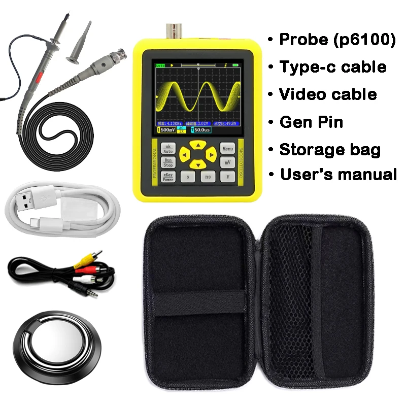 ZEEWEII DSO1511G DSO1511E 120M 2.4-inch Screen Digital Oscilloscope 120MHz Analog Bandwidth Support Signal Generator Handheld images - 6