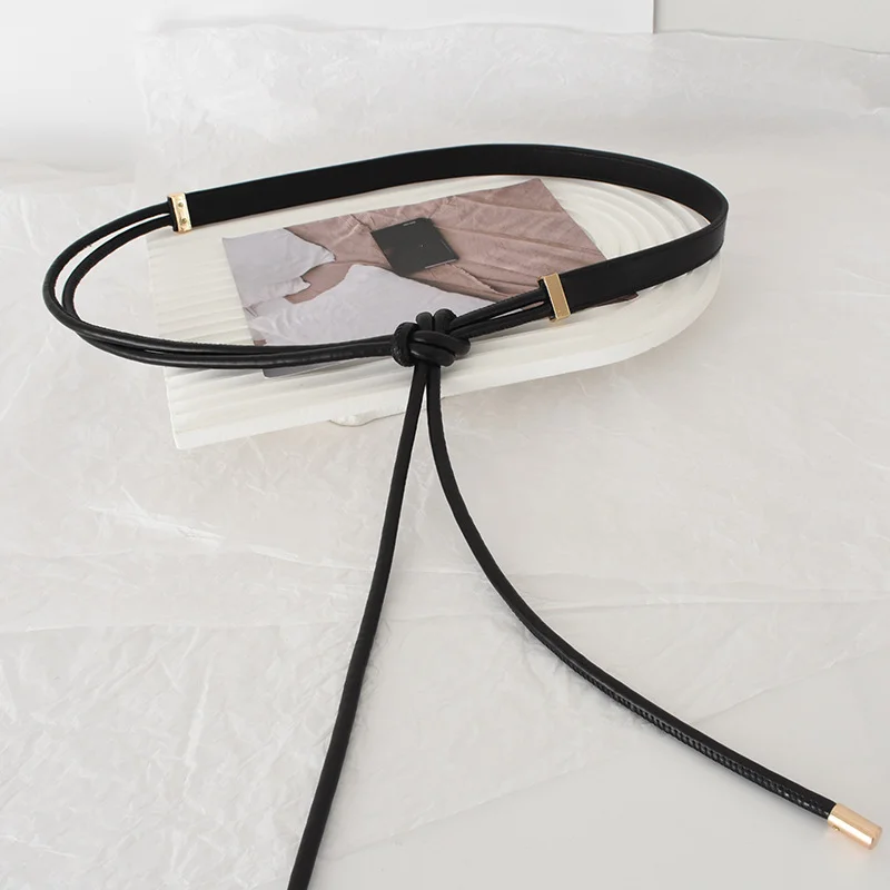 Cintura annodata in corda di cuoio per decorazione da donna abbinata a cappotto maglione gonna accessori piumino cintura in vita sigillo in vita_voghion.com