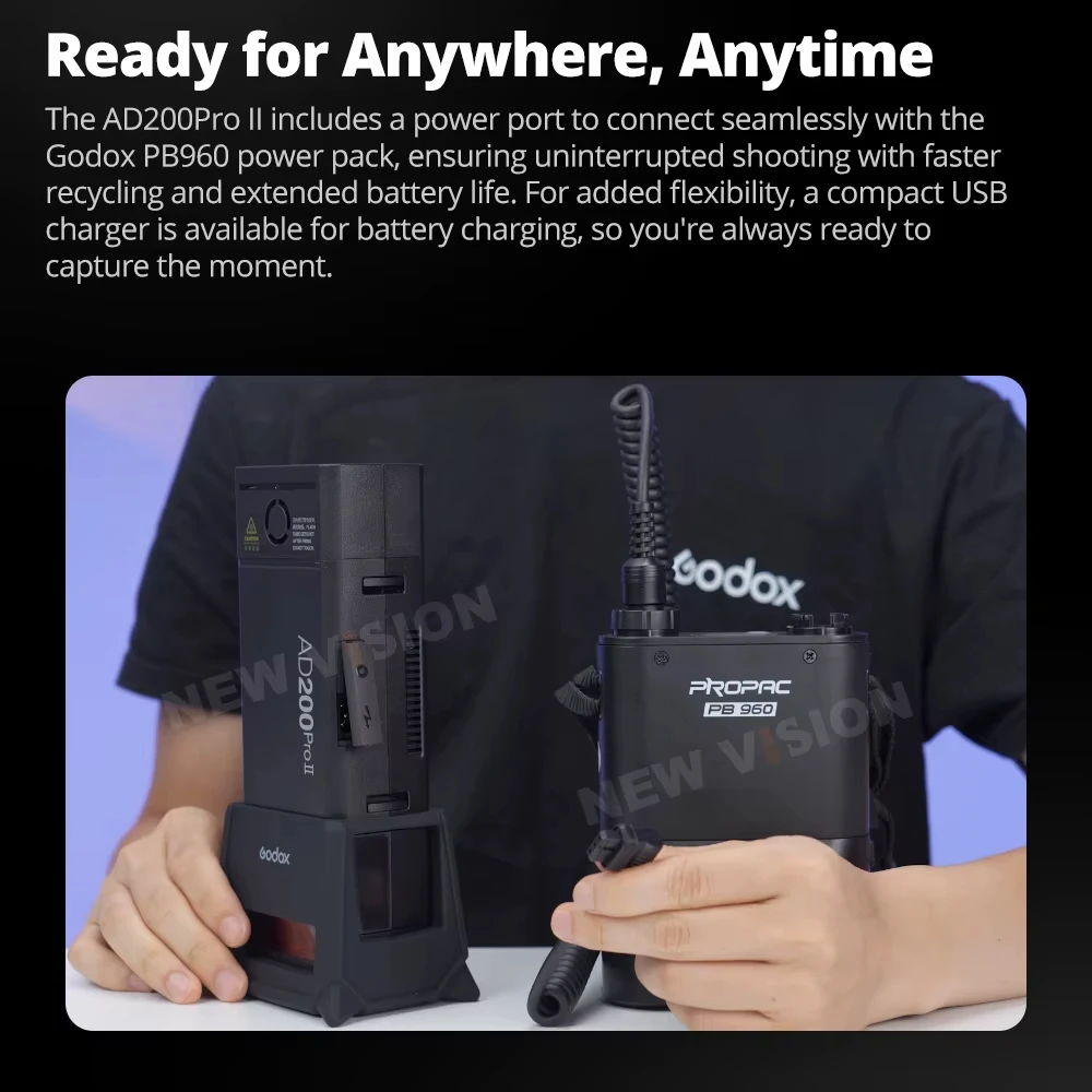 Godox AD200ProII AD200Pro II TTL 2.4G Wireless Camera Pocket Flash Compatible with X1T for Nikon Canon Sony Fuji Olympus