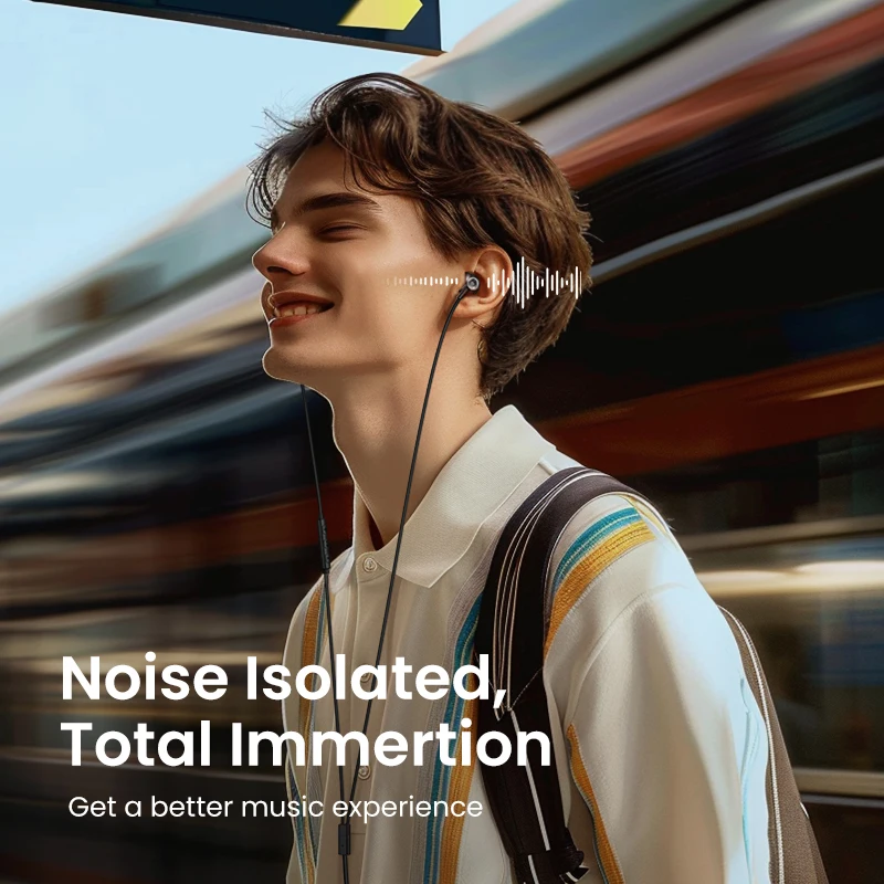 UGREEN Semi-open 3.5mm USB Type C Wired Earbuds with Microphone, Wired Earphones Headphones HiFi Stereo,For Most with 3.5mm Jack