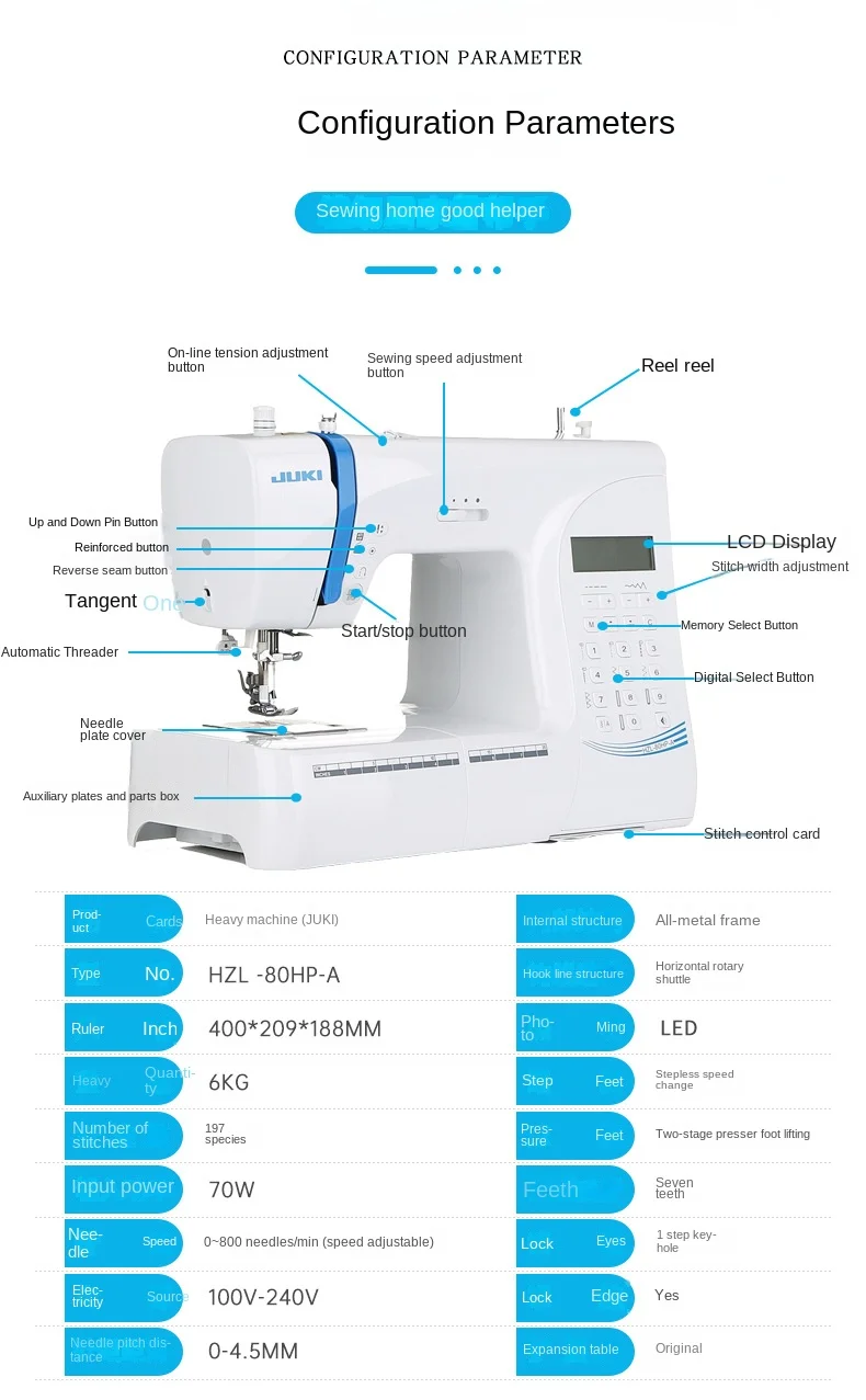 Heavy Machine 80H Home Electronic Fully Automatic Sewing Machine Desktop Multi f